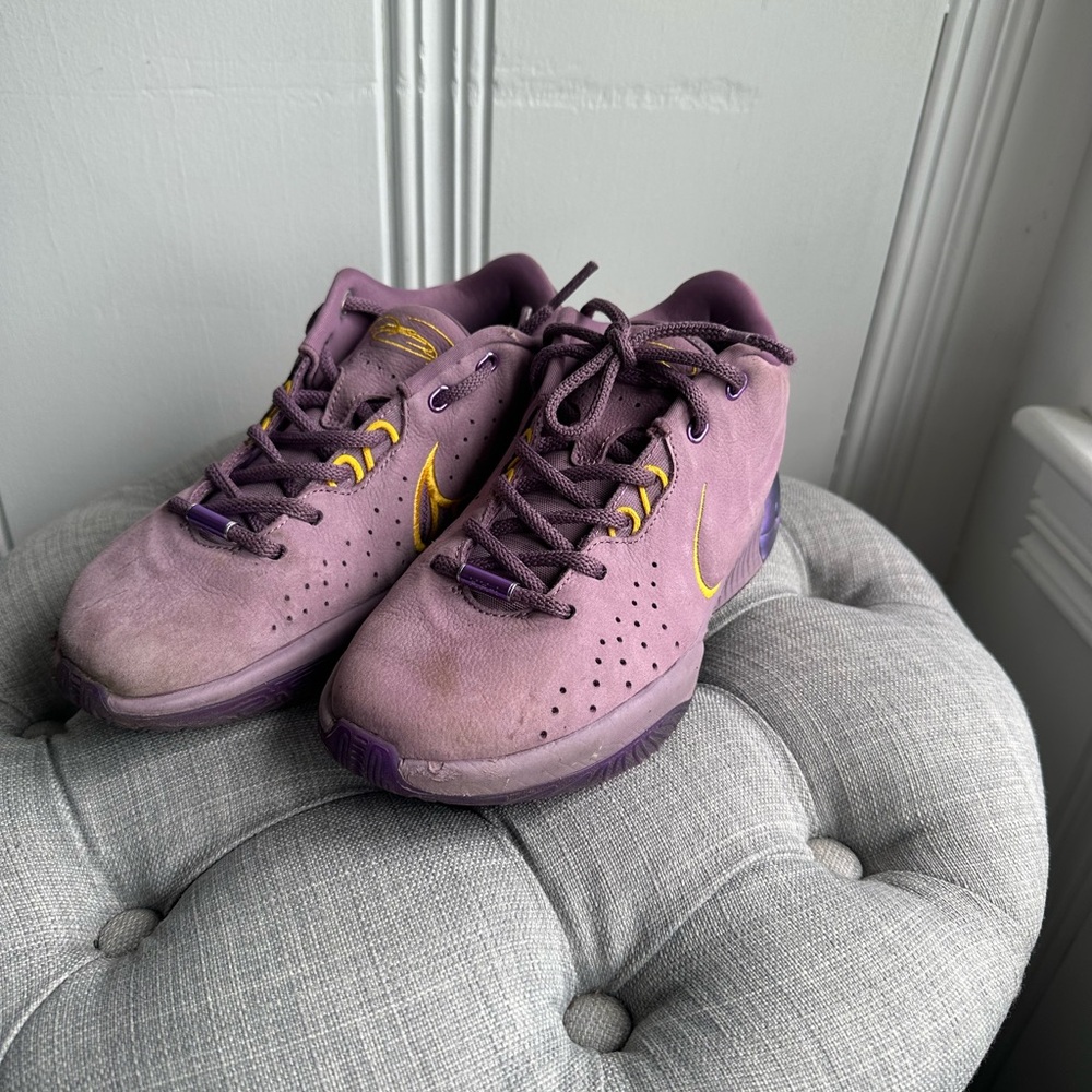 Nike Purple and Yellow Sneakers with Classic Silhouette